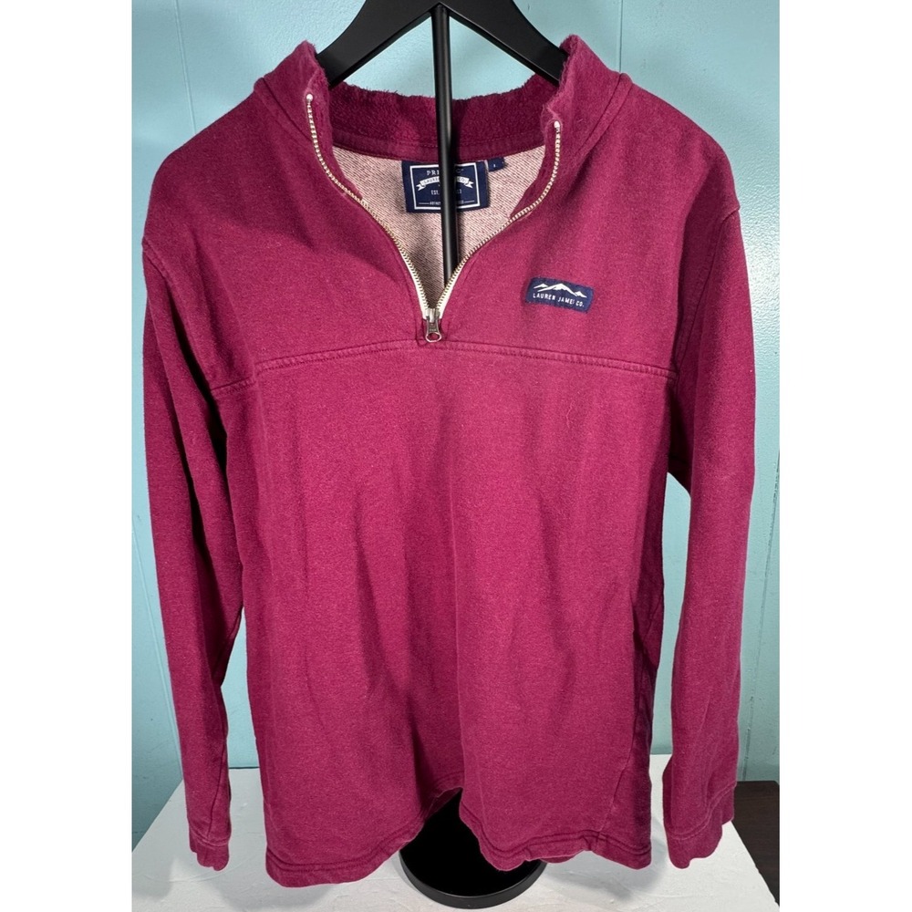 Lauren James Co Preptic 1/4 Sleeve Pullover Large Maroon